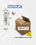 Narva 47852 L.E.D Wedge Globes 12v T-5mm KW2 x 4.6d - White (Box of 10)