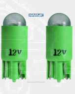 Narva L.E.D Wedge Globes (2) - Green, 12v T-10mm KW2.1 x 9.5d