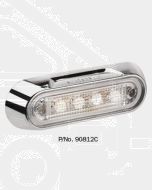 Narva 90812C 10-30 Volt L.E.D Courtesy and Front End Outline Marker Lamp (White) with Chrome Deflector Base and 0.5m Cable