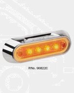 Narva 90822C 10-30 Volt L.E.D Front End Outline Marker Lamp (Amber) with Chrome Deflector Base and 0.5m Cable