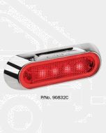 Narva 90832C 10-30 Volt L.E.D Rear End Outline Marker Lamp (Red) with Chrome Deflector Base and 0.5m Cable