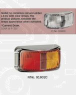 Narva 91602C 9-33 Volt L.E.D Side Marker Lamp (Red / Amber) with Chrome Base and 0.5m Cable