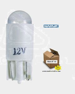 Narva L.E.D Wedge Globes (Box of 10) - White, 12v T-10mm KW2.1 x 9.5d