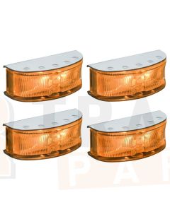 Hella HD LED Supplementary Side Direction Indicator or Cab Marker - Amber Illuminated, Polished S/S Housing (Pack of 4) (2027PBULK)