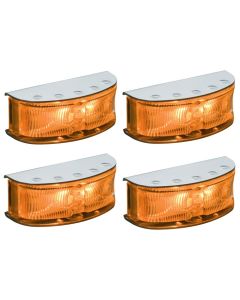 Hella HD LED Supplementary Side Direction Indicator or Cab Marker - Amber Illuminated, Polished S/S Housing (Pack of 4) (2027PBULK)
