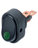 Hella Compact Off-On Rocker Switch - Green Illuminated, 12V (4477)